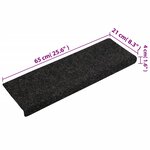 vidaXL Tapis d'escalier 15 Pièces Tissu aiguilleté 65x21x4 cm Noir