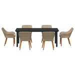 vidaXL Ensemble de salle à manger de jardin de 7 pièces beige en poly rotin