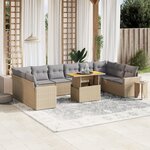 vidaXL Salon de jardin 11 Pièces avec coussins beige résine tressée