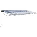 vidaXL Auvent automatique capteur de vent et LED 6x3 5 m Bleu et blanc