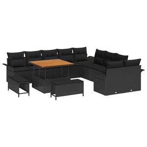 vidaXL Ensemble de canapé de jardin 13 Pièces Noir polyrotin