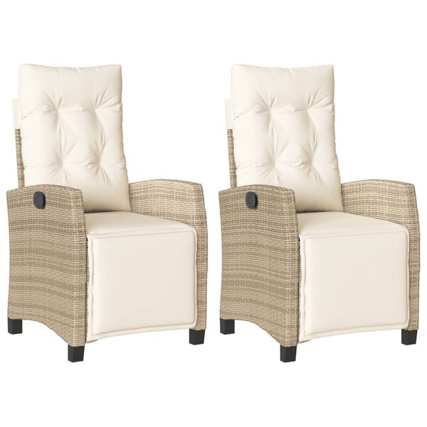 vidaXL Chaises inclinables de jardin lot de 2 avec repose-pied rotin