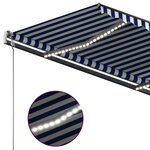 vidaXL Auvent manuel rétractable avec LED 3x2 5 m Bleu et blanc