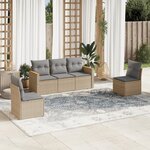vidaXL Salon de jardin avec coussins 5 Pièces beige résine tressée