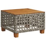 vidaXL Table de jardin gris 55x55x36 cm résine tressée et bois acacia