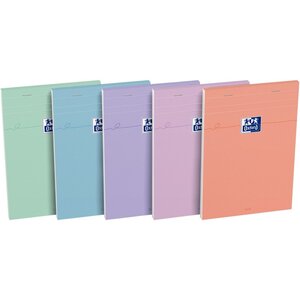 Bloc OXFORD SMART 80 feuilles  format A5  quadrillé 5x5  coloris pastel assortis