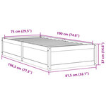 vidaXL Cadre de lit sans matelas blanc 75x190 cm bois de pin massif