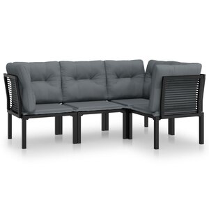 vidaXL Salon de jardin 4 Pièces noir et gris résine tressée
