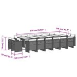 vidaXL Ensemble à manger de jardin et coussins 17 Pièces marron rotin