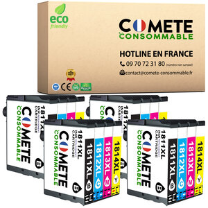 COMETE 18XL lot de 16 Cartouche Compatible Epson,Entreprise française