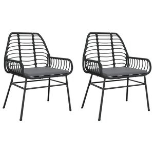 vidaXL Chaises de jardin lot de 2 avec coussins noir résine tressée
