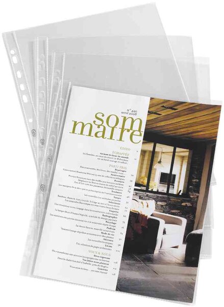 Sachet de 10 Pochettes perforées PP 140 Mu A4 Lisse ELBA