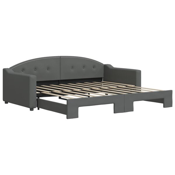 vidaXL Lit de jour avec lit gigogne gris foncé 90x190 cm tissu
