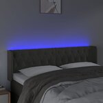 vidaXL Tête de lit à LED Gris foncé 163x16x78/88 cm Velours