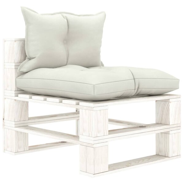 vidaXL Canapé palette de milieu de jardin avec coussins beige Bois