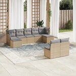 vidaXL Salon de jardin avec coussins 9 Pièces beige résine tressée