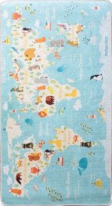 Tapis enfant MONDE 100 x 160 cm - Bleu
