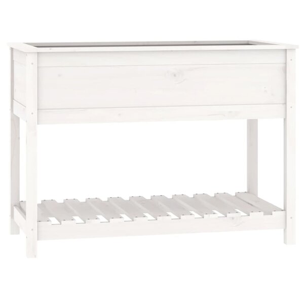 vidaXL Jardinière avec étagère Blanc 111 5x54x81 cm Bois massif de pin