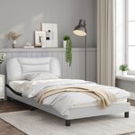 vidaXL Cadre de lit avec lumières LED blanc noir 100x200 cm similicuir