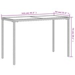vidaXL Table de jardin dessus en verre noir 115x54x74cm résine tressée