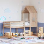 vidaXL Lit haut avec toit 90x200 cm bois de pin massif