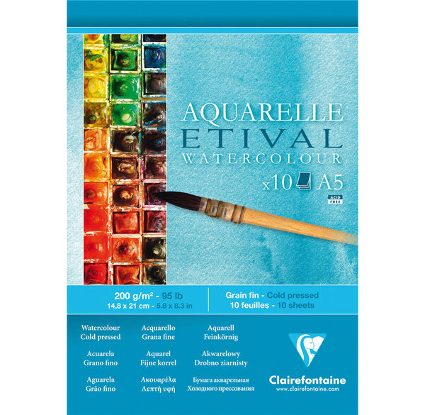 Bloc encollé A5 Etival Grain fin 200g 10F CLAIREFONTAINE