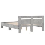 vidaXL Cadre de lit avec tête de lit et LED gris béton 135x190 cm