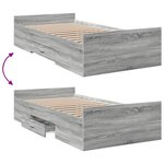 vidaXL Cadre de lit et tiroirs sonoma gris 75x190cm bois d'ingénierie