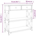 vidaXL Table console noir 75x28x75 cm bois d'ingénierie