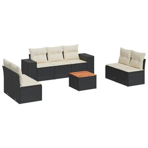 vidaXL Salon de jardin 8 Pièces avec coussins noir résine tressée