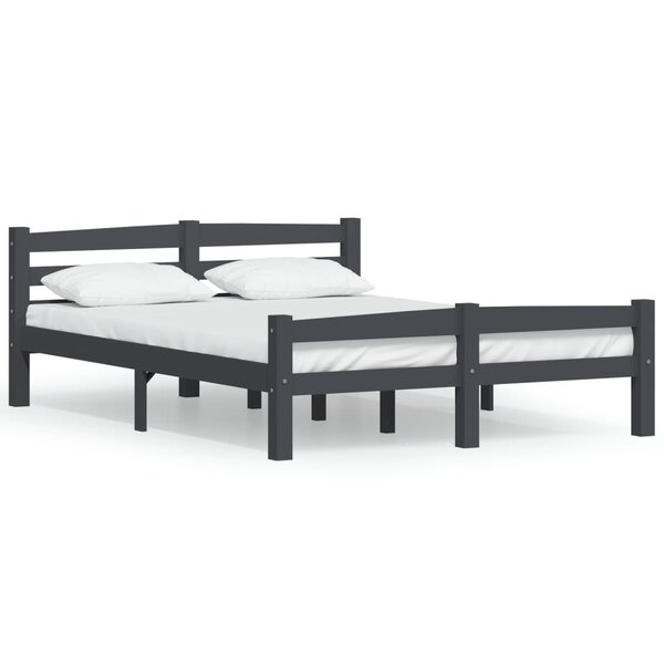 vidaXL Cadre de lit sans matelas gris foncé pin massif 120x200 cm