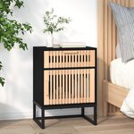 vidaXL Table de chevet noir 40x30x55 5 cm bois d’ingénierie et fer