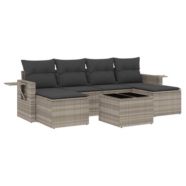 vidaXL Salon de jardin avec coussins 7 Pièces gris clair résine tressée