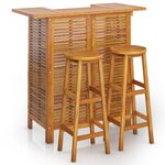 vidaXL Ensemble de bar de jardin 3 Pièces Bois d'acacia solide