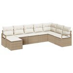 Groupe de canapés de jardin 8 pièces avec coussins beige poly rotin
