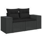 vidaXL Salon de jardin 4 Pièces avec coussins noir résine tressée