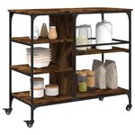 vidaXL Chariot de cuisine chêne fumé 100x45x89 5 cm bois d'ingénierie