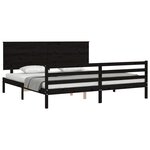vidaXL Cadre de lit avec tête de lit noir 200x200 cm bois massif