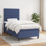 vidaXL Sommier à lattes de lit avec matelas Bleu 100x200 cm Tissu