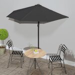 vidaXL Parasol de balcon avec mât en aluminium Noir 270x144x222cm Demi