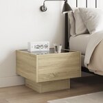 vidaXL Table de chevet avec LED infini chêne sonoma 40x40x30 cm
