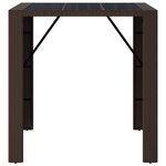 vidaXL Table de bar et dessus en verre marron 105x80x110 cm poly rotin