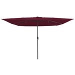 Parasol de jardin carré vidaXL avec LED 295x245 cm Bordeaux