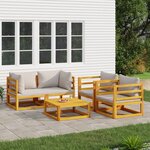 vidaXL Salon de jardin 5 Pièces avec coussins gris clair bois massif