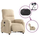 vidaXL Fauteuil inclinable de massage électrique crème