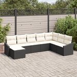 vidaXL Ensemble de jardin 8 pièces avec coussins en rotin poly noir