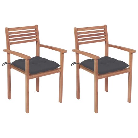 vidaXL Chaises de jardin 2 Pièces avec coussins anthracite Bois de teck