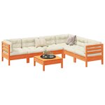 vidaXL Salon de jardin 7 Pièces avec coussins cire marron bois pin massif