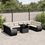 vidaXL Salon de jardin 11 Pièces avec coussins noir résine tressée