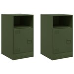 vidaXL Tables de chevet 2 Pièces vert olive 34 5x39x62 cm acier
